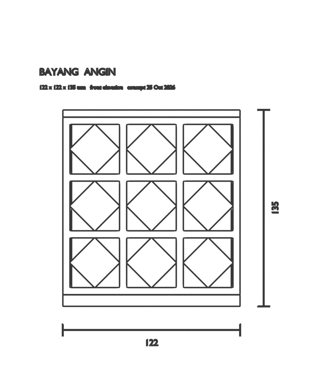 ANGIN cordless lamp in bone white, dimension drawing with measurements