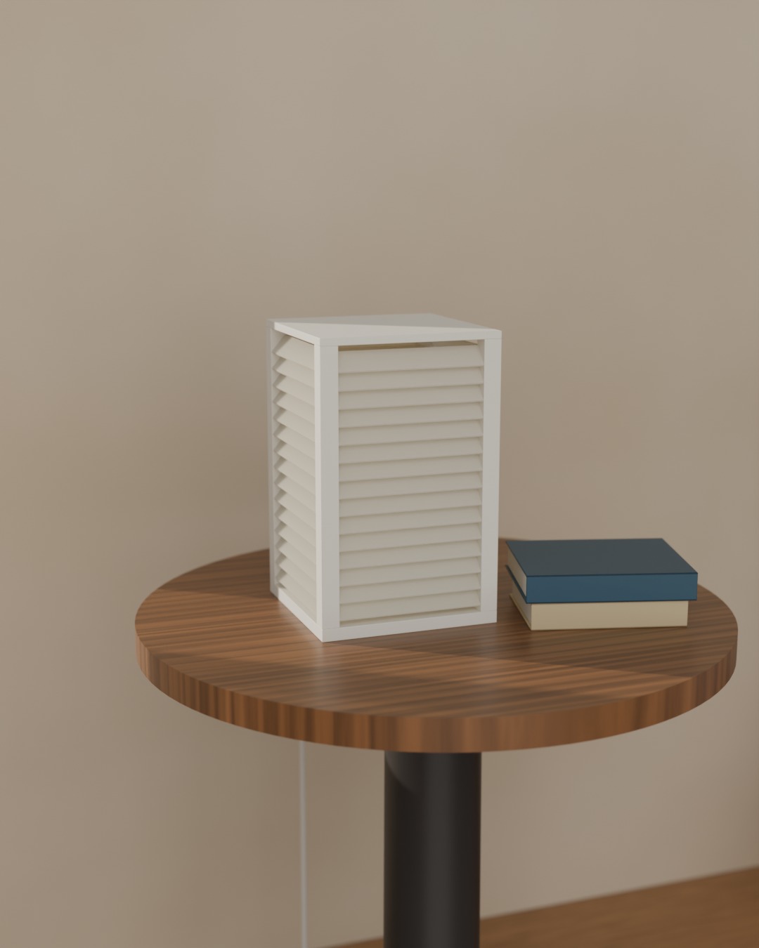 BIDAI table lamp in bone white, switched off, by a window in daylight