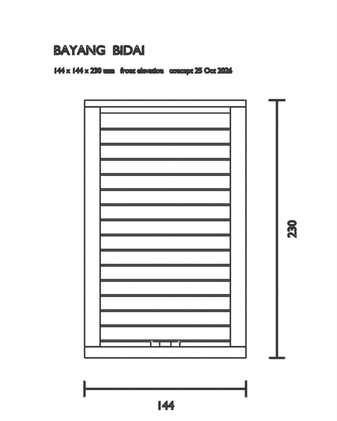 BIDAI table lamp in bone white, dimension drawing with measurements