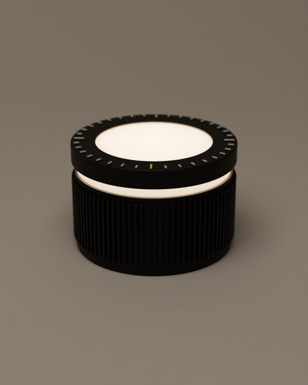 DIAL cordless lamp in graphite, switched on, on a plain studio background