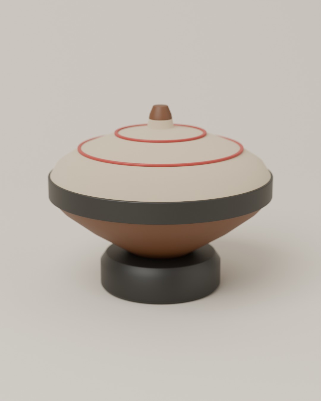 GASING cordless lamp in red, steel grey and wood, switched off, on a plain studio background