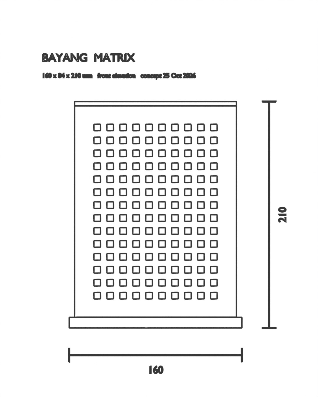 MATRIX table lamp in graphite, dimension drawing with measurements