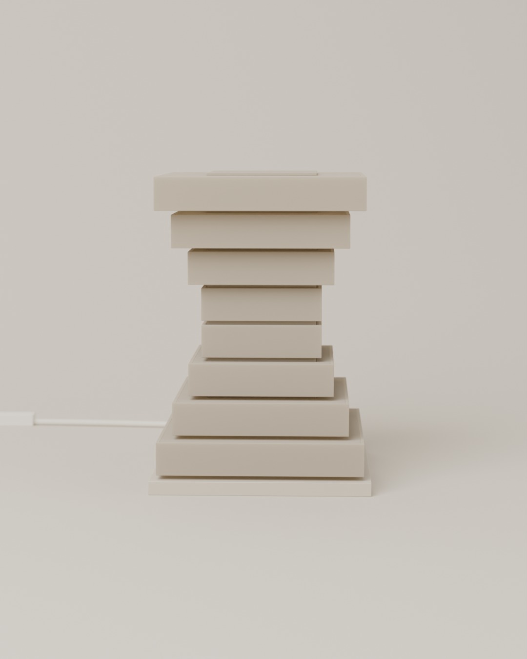 TINGKAT table lamp in bone white, switched off, on a plain studio background